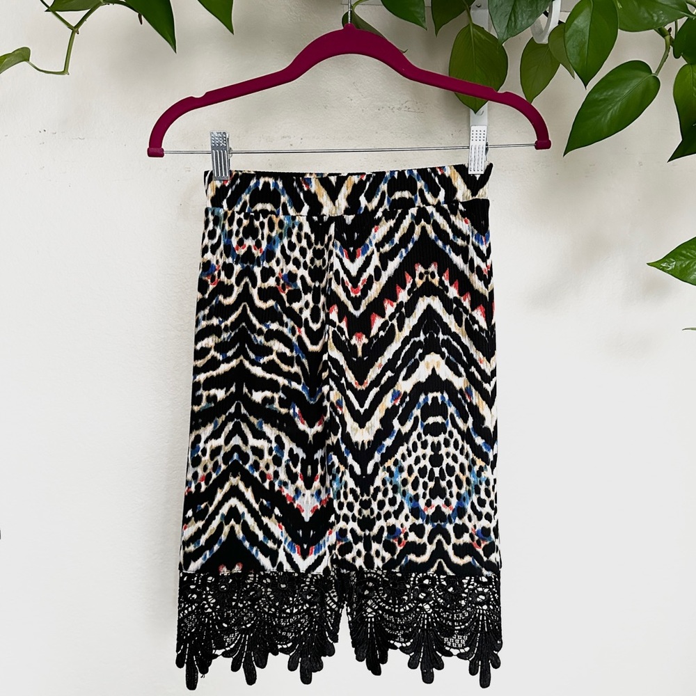Tribal print lace Bodycon midi skirt